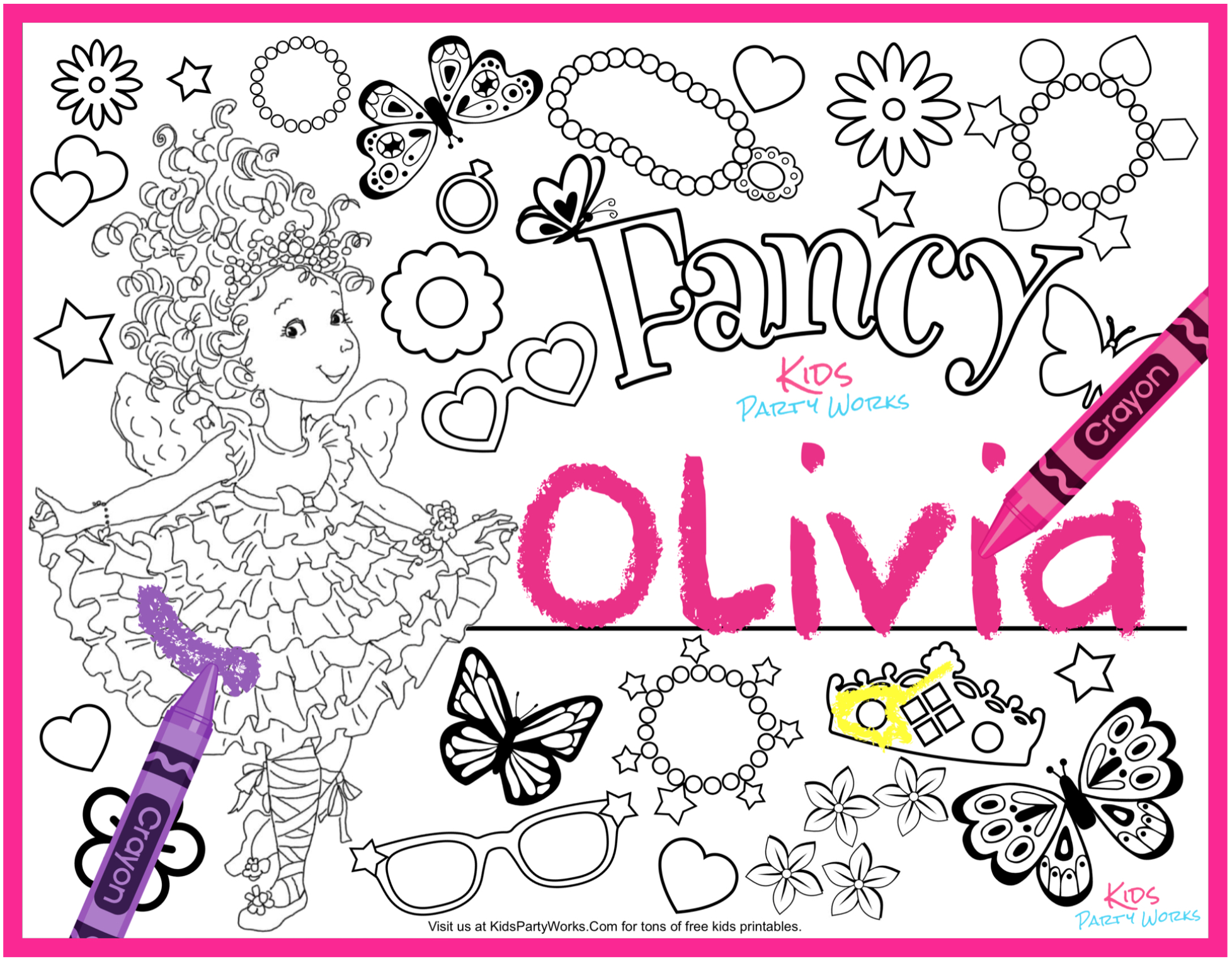 Free Fancy Nancy Coloring Pages