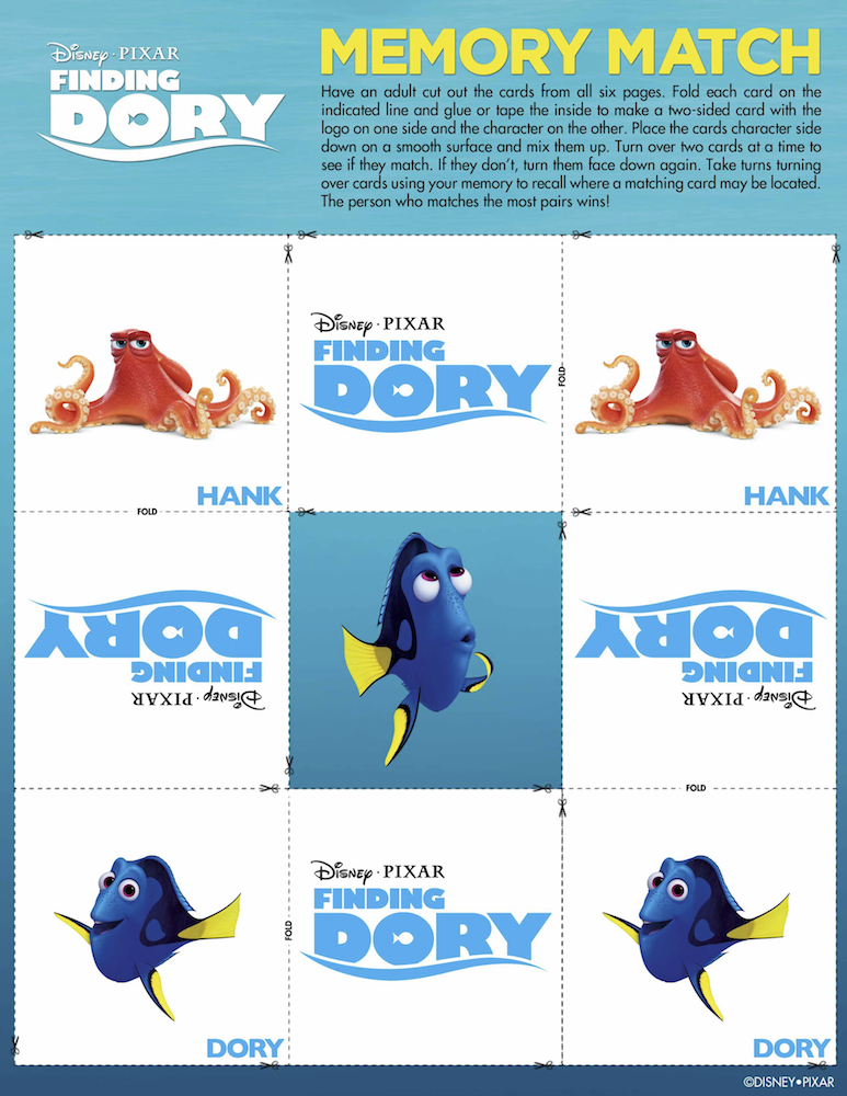 finding dory free printable masks