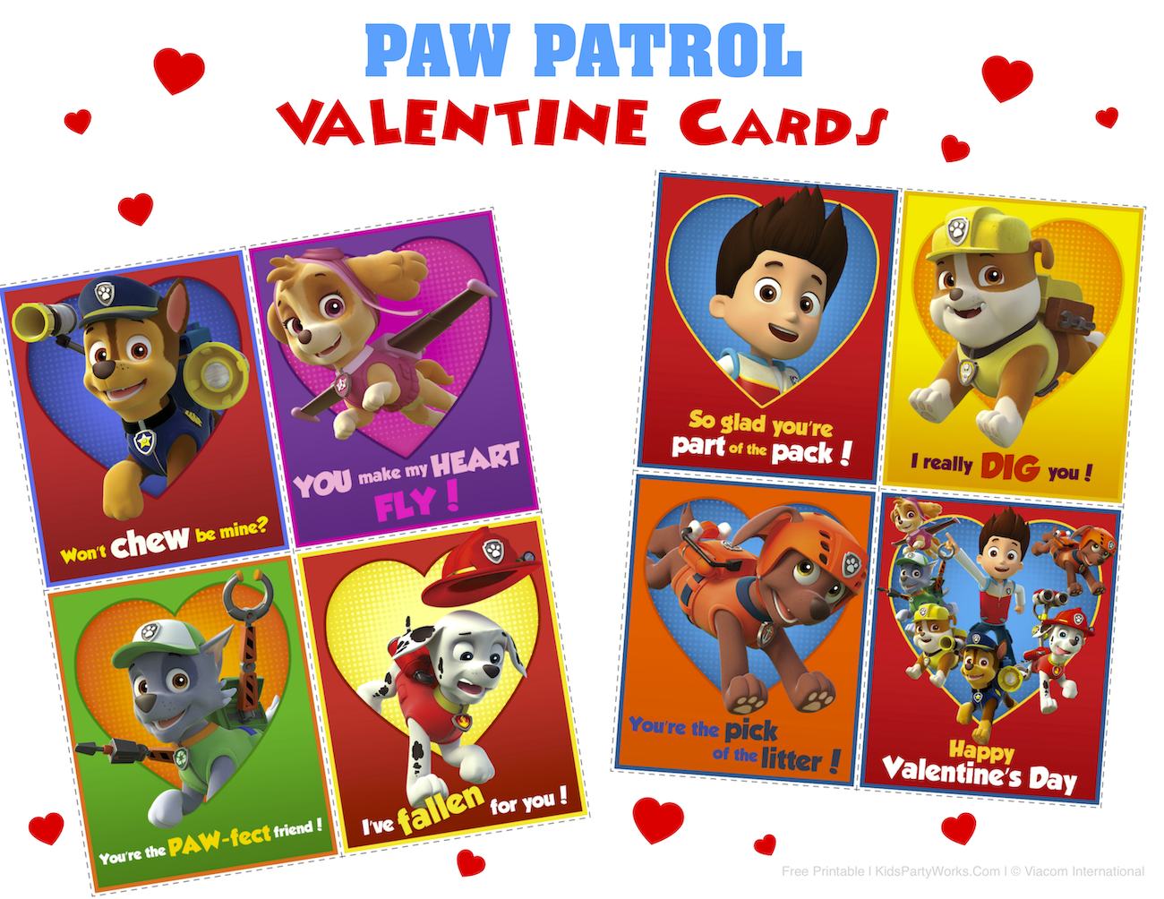 Paw Patrol Valentine S Day Cards Free Printables
