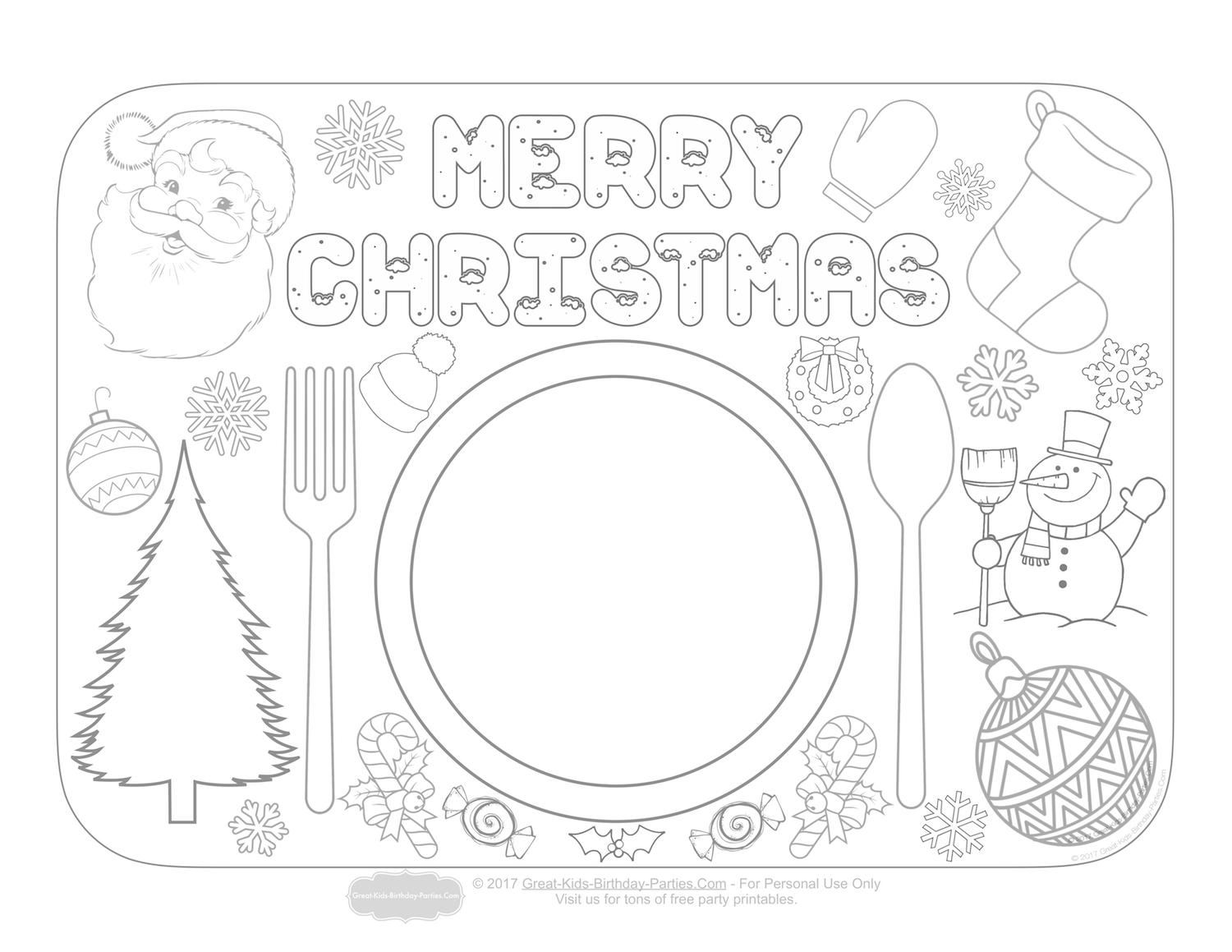 Free Printable Christmas Coloring Placemats Printable Templates